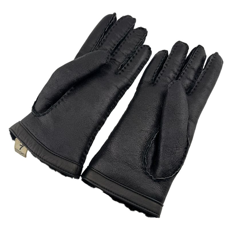 Gucci Glove Shearling Mouton Leather Gloves Black