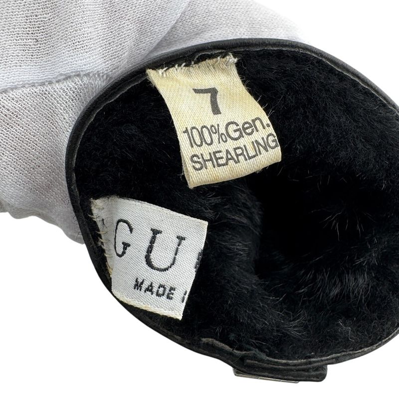 Gucci Glove Shearling Mouton Leather Gloves Black