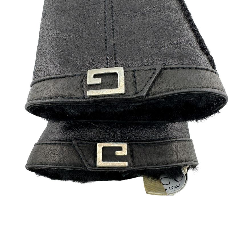 Gucci Glove Shearling Mouton Leather Gloves Black