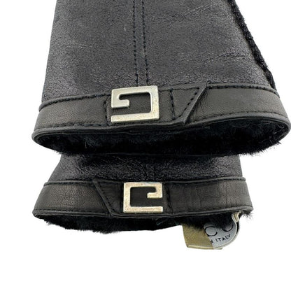 Gucci Glove Shearling Mouton Leather Gloves Black