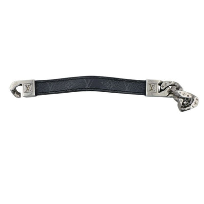 Louis Vuitton Bracelet Monochain Monogram Eclipse Leather Silver
