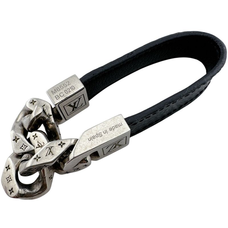 Louis Vuitton Bracelet Monochain Monogram Eclipse Leather Silver