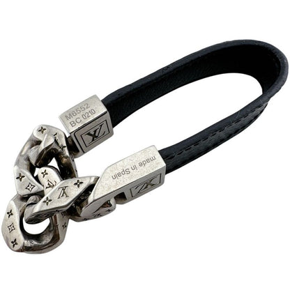 Louis Vuitton Bracelet Monochain Monogram Eclipse Leather Silver