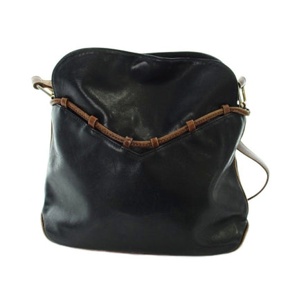 Celine Old Shoulder Bag Crossbody Leather Black