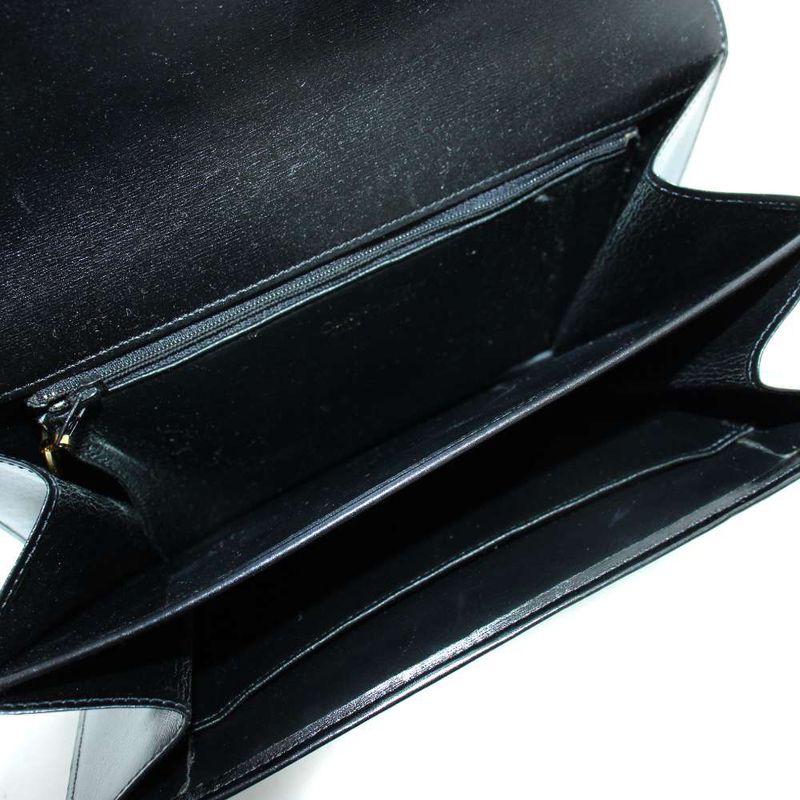 Dior Vintage Handbag Shoulder Leather Logo Gold Black