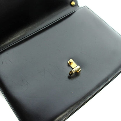 Dior Vintage Handbag Shoulder Leather Logo Gold Black