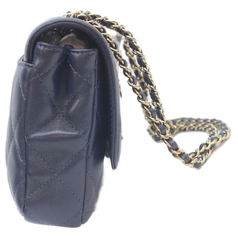 Chanel Navy Lamb Quilted 20 Single Flap Bag