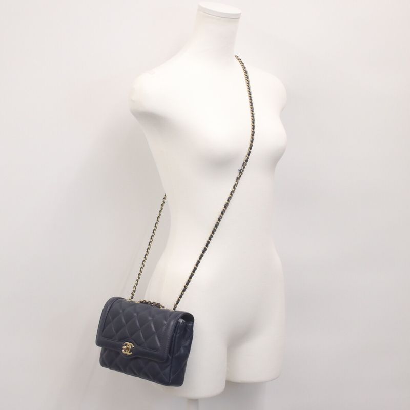Chanel Navy Lamb Quilted 20 Single Flap Bag