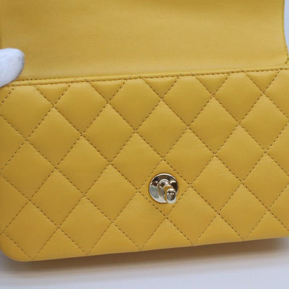Chanel Yellow Lamb Top Handle Miniature Quilted 20 )yellow