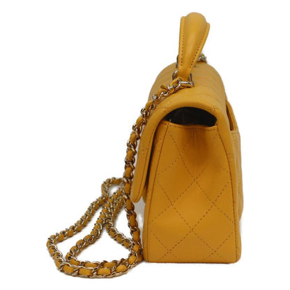 Chanel Yellow Lamb Top Handle Miniature Quilted 20 )yellow