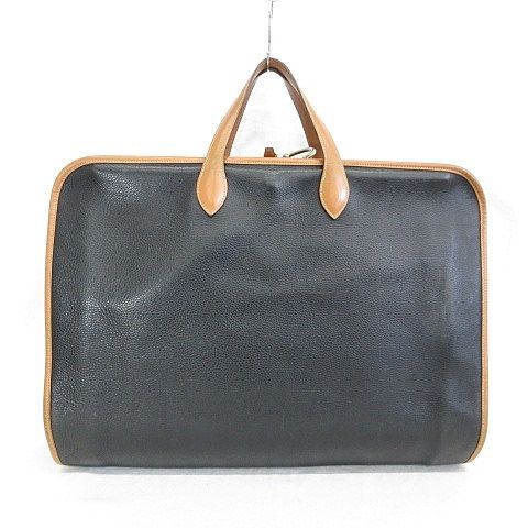 Hermes Garment Vintage Travel Bag Business Hanger Leather Black Brown