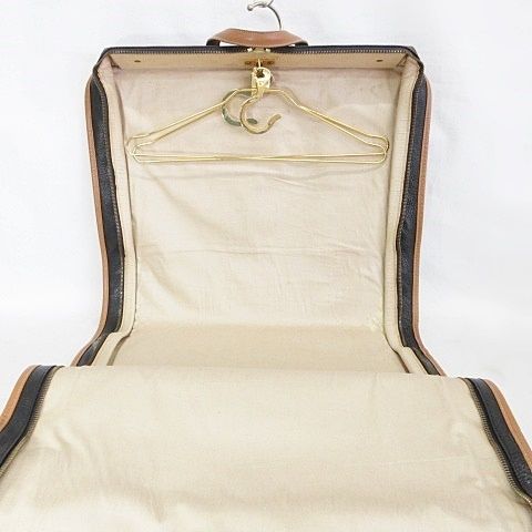 Hermes Garment Vintage Travel Bag Business Hanger Leather Black Brown