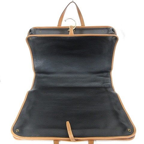 Hermes Garment Vintage Travel Bag Business Hanger Leather Black Brown
