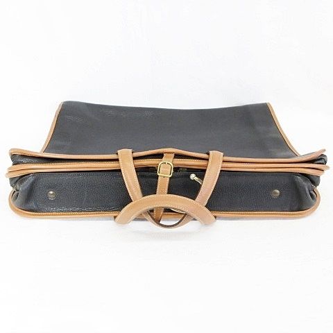 Hermes Garment Vintage Travel Bag Business Hanger Leather Black Brown