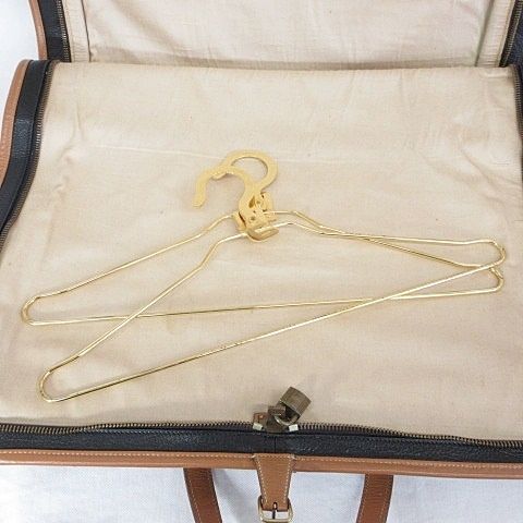Hermes Garment Vintage Travel Bag Business Hanger Leather Black Brown