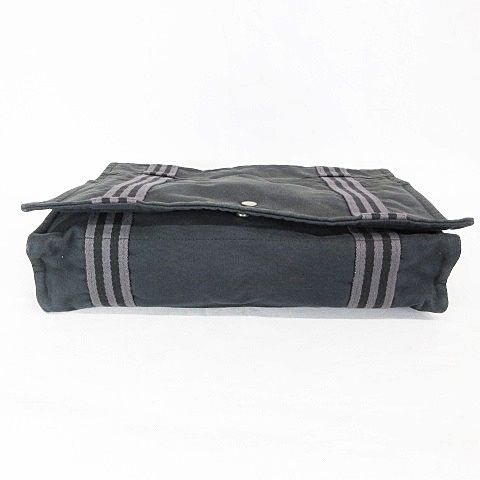 Hermes Fourre Tout Besace MM Shoulder Bag Cotton Canvas Black Gray