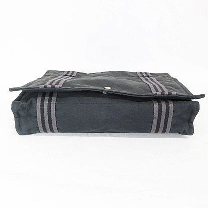 Hermes Fourre Tout Besace MM Shoulder Bag Cotton Canvas Black Gray