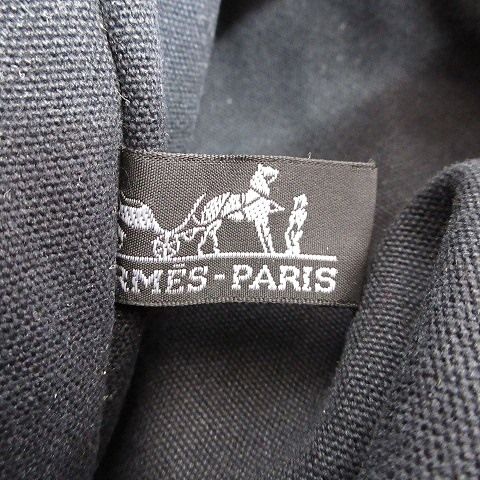 Hermes Fourre Tout Besace MM Shoulder Bag Cotton Canvas Black Gray