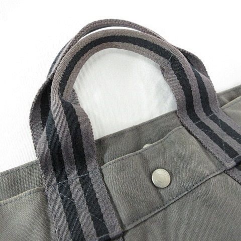 Hermes Fourre Tout MM Tote Cotton Canvas Gray