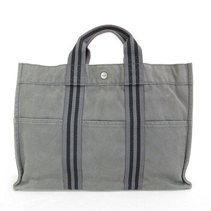 Hermes Fourre Tout MM Tote Cotton Canvas Gray
