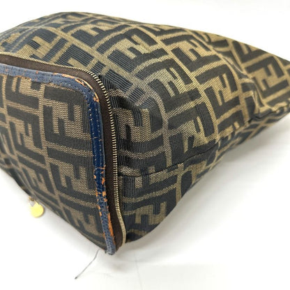 Fendi Tote Zucca Pattern Leather Canvas Brown