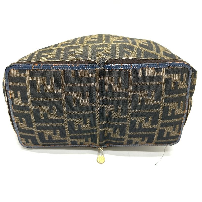 Fendi Tote Zucca Pattern Leather Canvas Brown