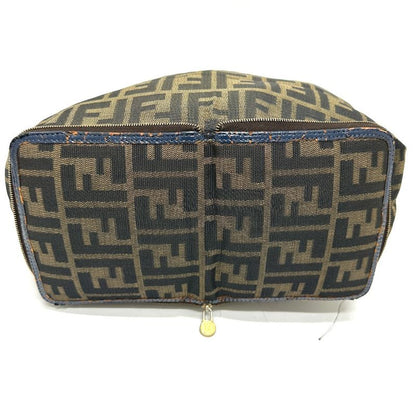 Fendi Tote Zucca Pattern Leather Canvas Brown