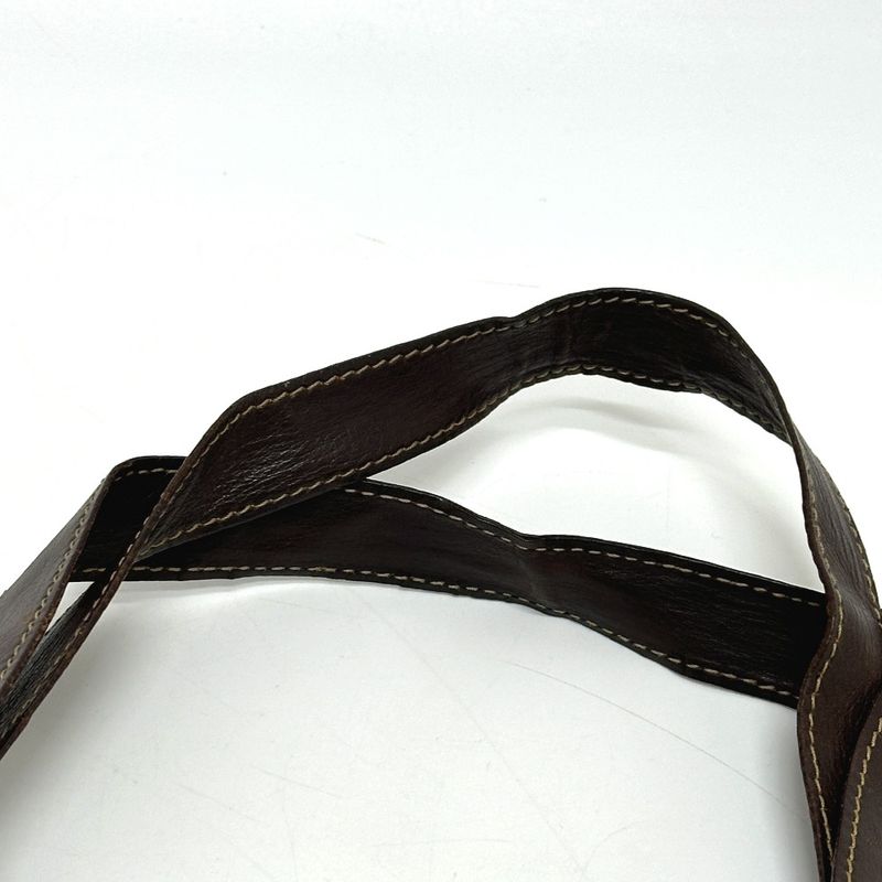 Fendi Tote Zucca Pattern Leather Canvas Brown
