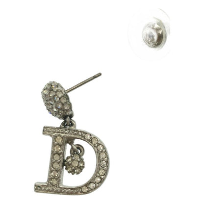 Dior D Rhinestone Earrings Set Silver