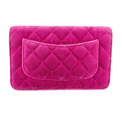 Chanel Chain Wallet Velvet Pink