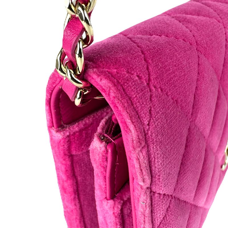 Chanel Chain Wallet Velvet Pink