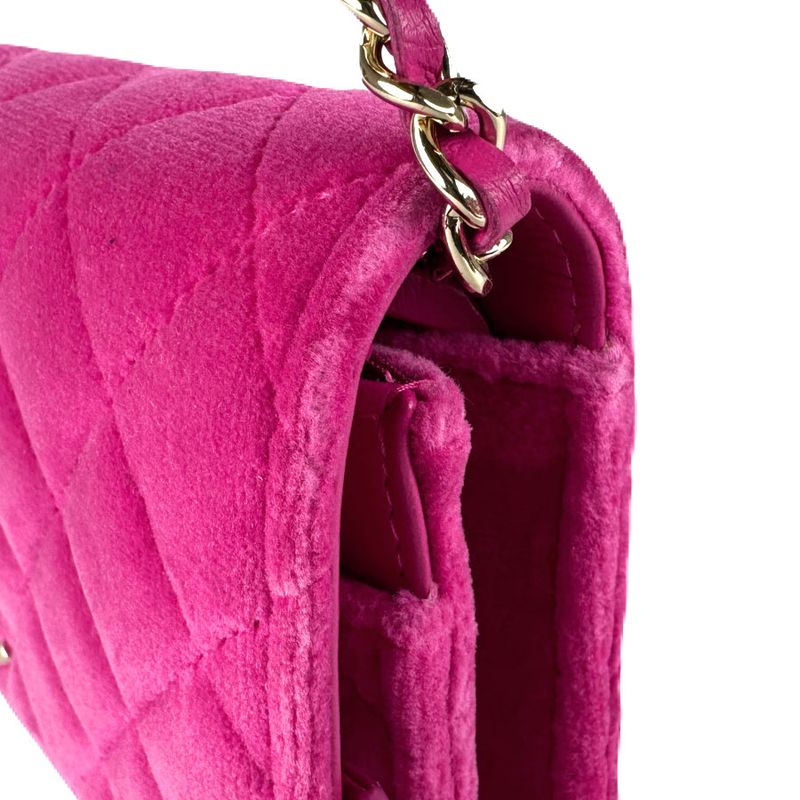 Chanel Chain Wallet Velvet Pink