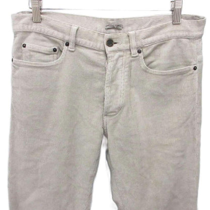 Bottega Veneta Corduroy Pants Straight Button Fly Embroidery Ivory 46