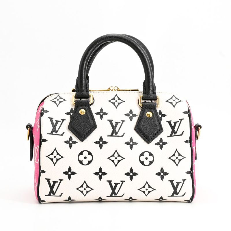 Louis Vuitton Handbag Speedy Bandouliere 20 Black White Pink