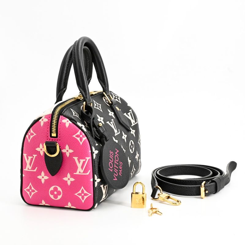 Louis Vuitton Handbag Speedy Bandouliere 20 Black White Pink