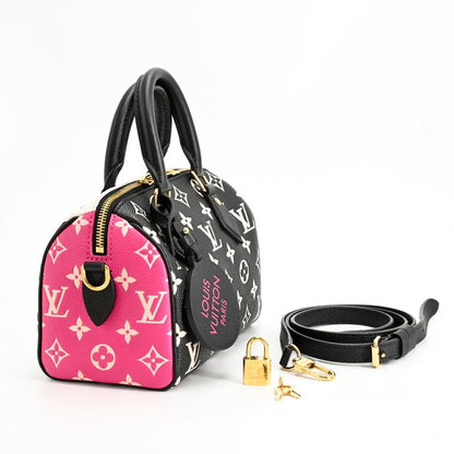 Louis Vuitton Handbag Speedy Bandouliere 20 Black White Pink