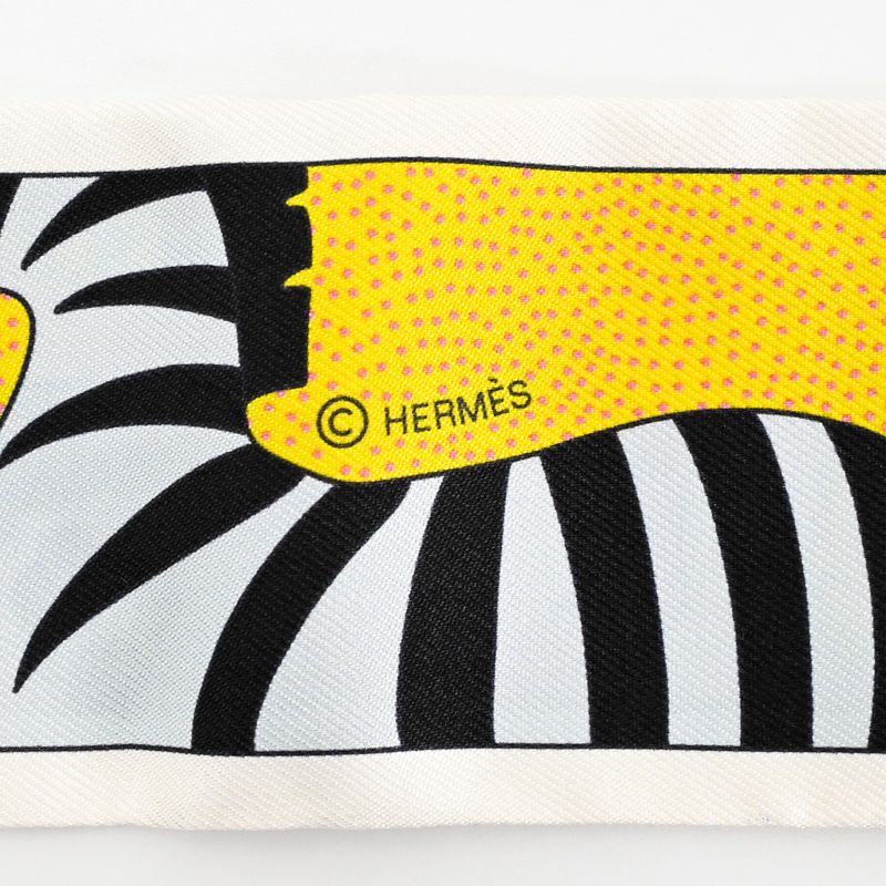 Hermes Scarf Twilly Silk Black Rose Jaune