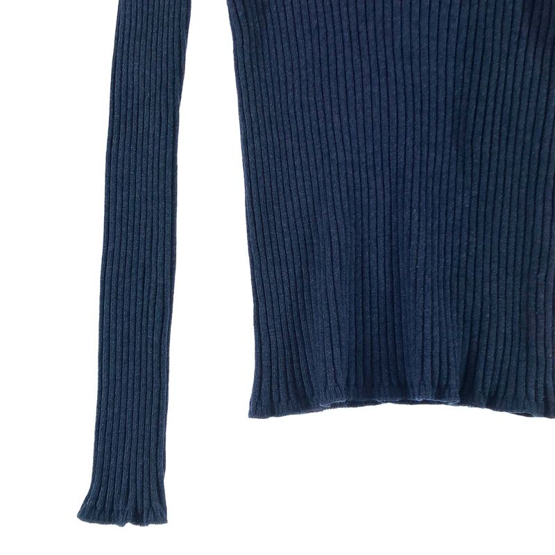 Chanel Wool Silk Coco Button Rib Knit Top 38 Navy