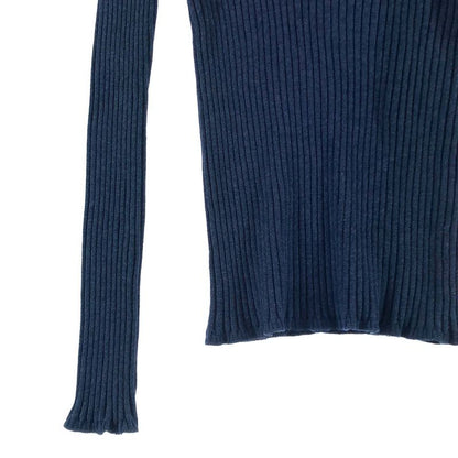 Chanel Wool Silk Coco Button Rib Knit Top 38 Navy