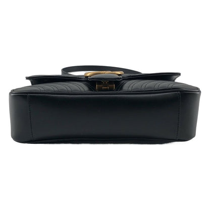 Gucci GG Marmont Flap Leather Quilted Shoulder Bag Black