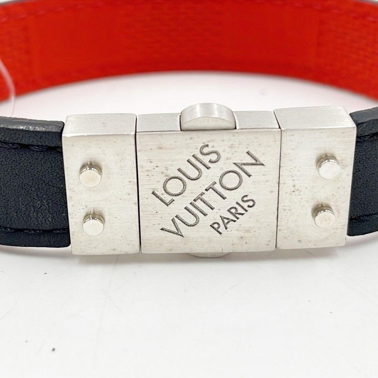 Louis Vuitton Bracelet Checkit Black Red Leather
