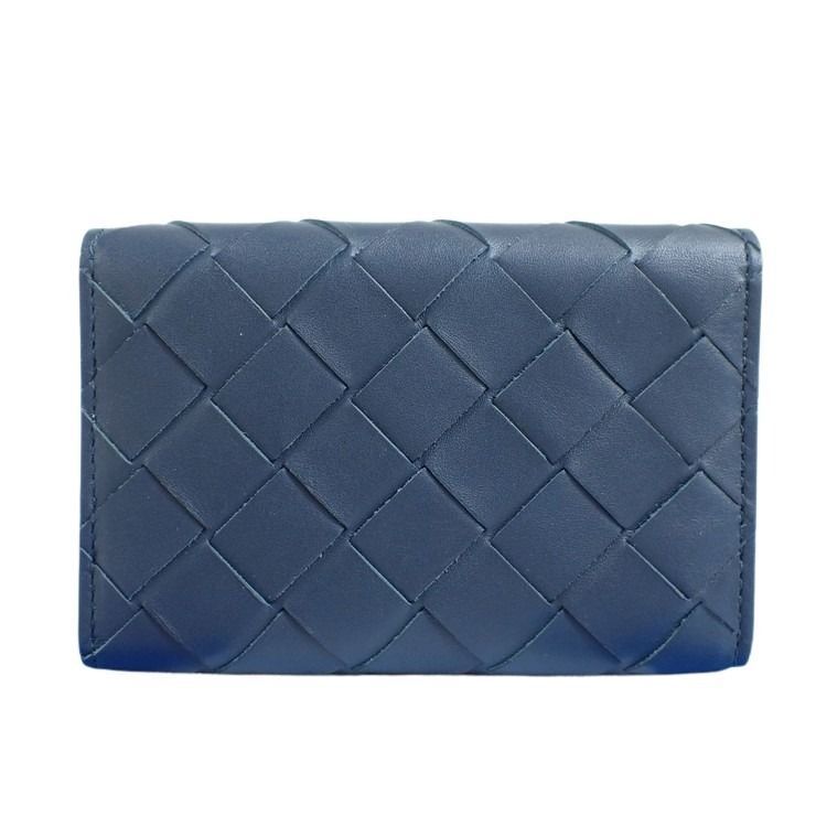 Bottega Veneta Key Case Key Ring Intrecciato Navy Leather Rows