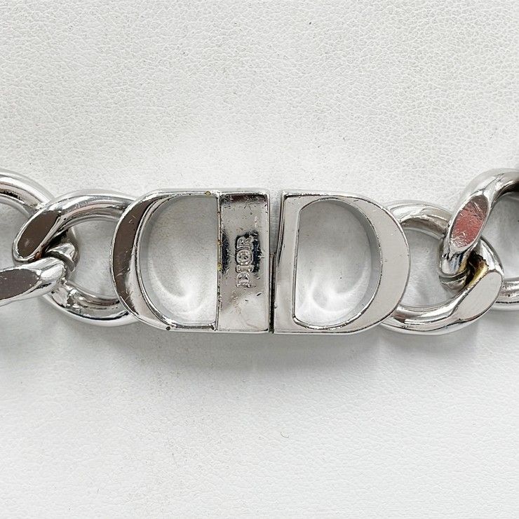 Dior Necklace Chain Link Silver Metal CD Logo