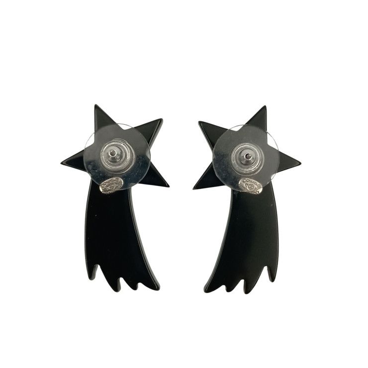 Chanel Earrings CC Logo Shooting Star Purple Silver Resin Metal