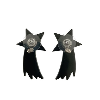 Chanel Earrings CC Logo Shooting Star Purple Silver Resin Metal