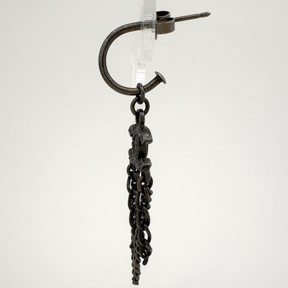 Chanel CC Logo Earrings Swing Metal Black Silver