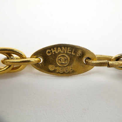 Chanel CC Logo Faux Pearl Necklace Gold Plated