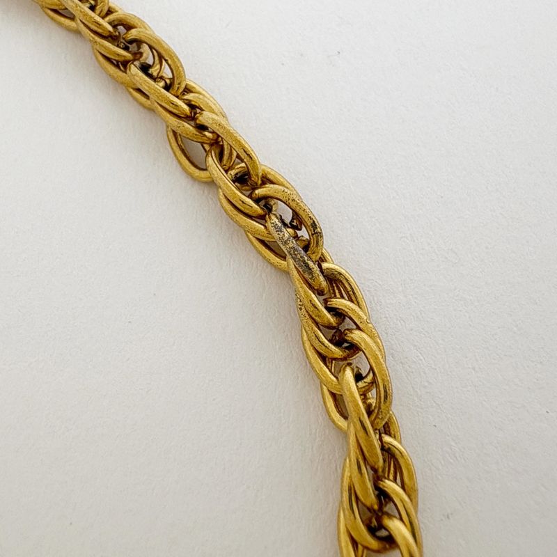 Chanel CC Logo Faux Pearl Necklace Gold Plated