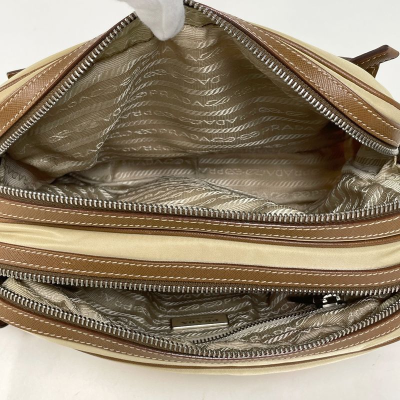 Prada Shoulder Bag 2-Way Second Nylon Beige Brown