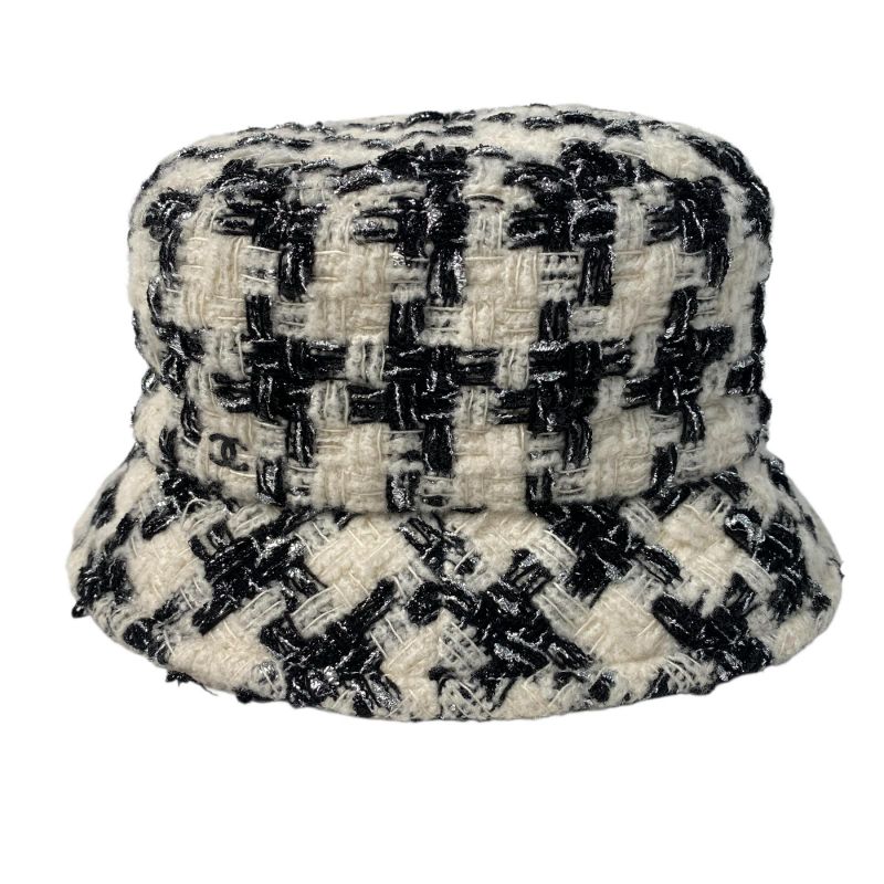 Chanel Tweed CC Logo Bucket Ivory Black